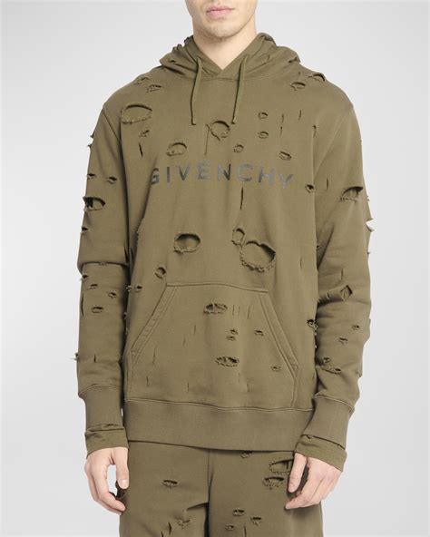 givenchy embroidered hoodie|Givenchy destroyed hoodie.